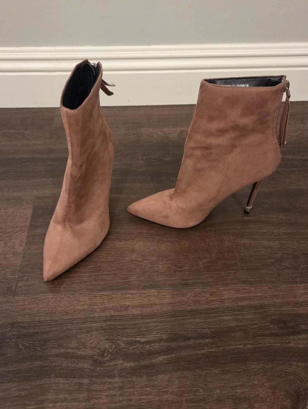 Topshop Dusty Rose Suede Pointed Toe Ankle Booties